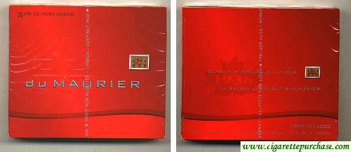 Du Maurier King Size 25s cigarettes wide flat hard box